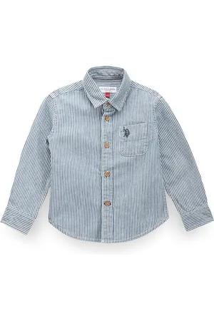 Ralph Lauren Boys Classic Vertical Striped Cutaway Collar Casual Cotton Shirt