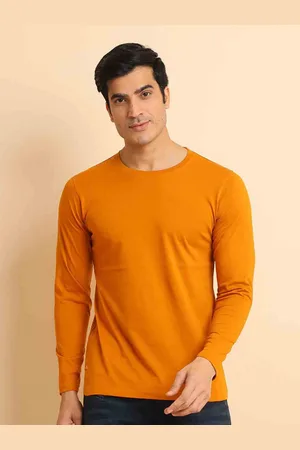 berry blues Round Neck Long Sleeves Cotton T-shirt