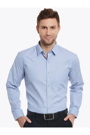 English Navy Men Blue Slim Fit Solid Formal Shirt