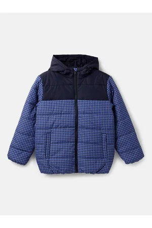Benetton Boys Geometric Printed Hooded Padded Jacket