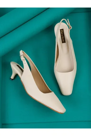 Flat n Heels Square Toe Kitten Mules With Buckle Closure
