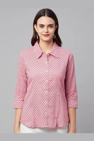 Kalini Comfort Floral Printed Spread Collar Three-Quarter Sleeves Cotton Casual Shirt