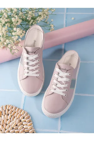 DressBerry Women Pink & White Comfort Insole Mule Sneakers