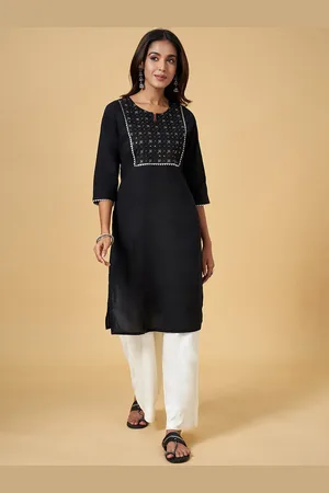 Pantaloons Floral Yoke Design Straight Gotta Patti Kurta