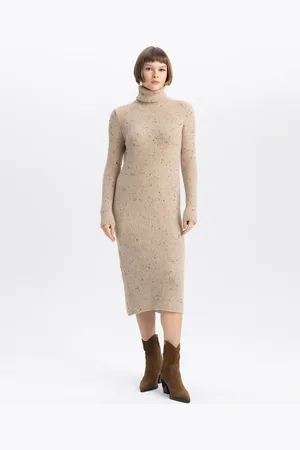 DeFacto Ribbed Turtle Neck Long Sleeves Jumper Dress