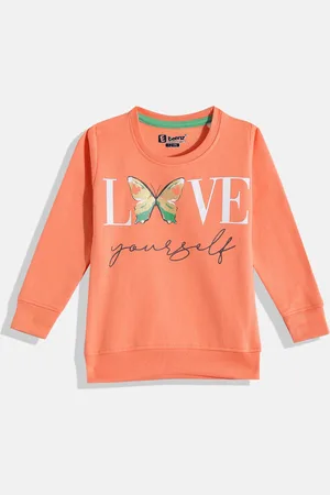Eteenz Girls Typography Printed Round-Neck Premium Cotton Sweatshirt