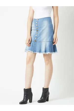 DressBerry Breakaway Flared Denim Skirt