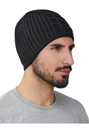 iSWEVEN Unisex Black Woollen Beanie