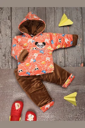 V-Mart Infants Converstional Printed Hooded Pure Cotton Sweater With Trouser