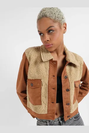 Campus Self Design Spread Collar Windcheater Crop Tailored Jacket