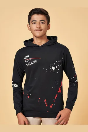 Pantaloons Boys Typgraphy Printed Hooded Cotton Pullover