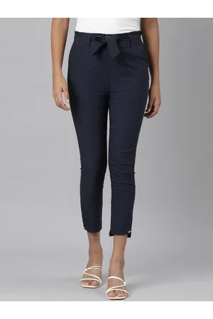 SHOWOFF Women Relaxed Straight Leg Slim Fit Wrinkle Free Cotton Cigarette Trousers