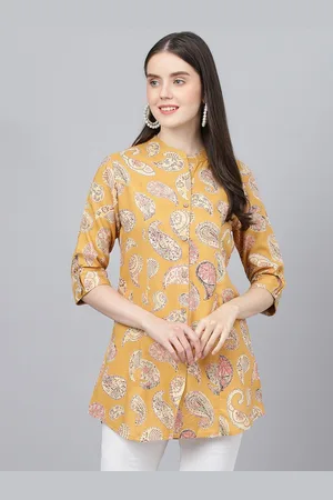 Kalini Paisley Printed Roll-Up Sleeves Shirt Style Longline Top