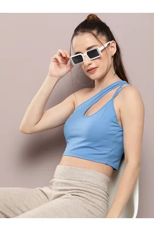 Kook N Keech One Shoulder Cut-Out Fitted Crop Top