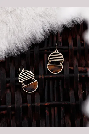 Bellofox Gold Plated Stone Studded Drop Earrings