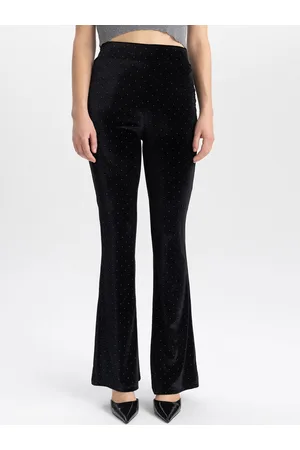 DeFacto Women Conversational Printed Mid-Rise Bootcut Trousers