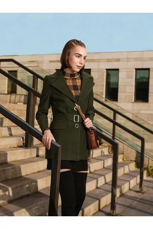 DressBerry Velvet Finish Longline Overcoat
