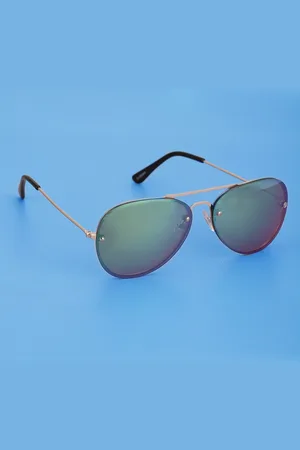 Carlton London Boys Mirrored Lens & Gold-Toned UV Protected Aviator Sunglasses CLSB240