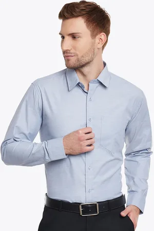 English Navy Men Grey Slim Fit Solid Formal Shirt