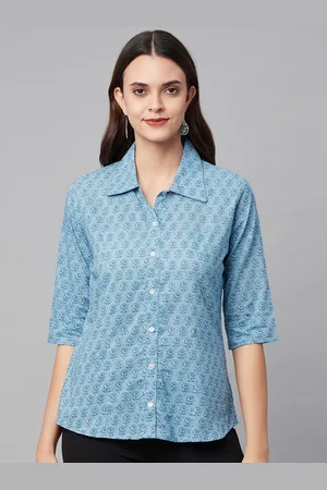 Kalini Comfort Floral Printed Spread Collar Three-Quarter Sleeves Cotton Casual Shirt