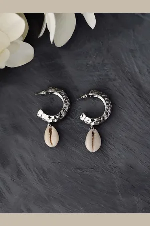 Bellofox Silver-Toned Silver-Plated Half Hoop Earrings