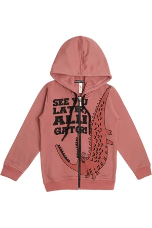 earth conscious Boys Typographic Printed Hooded Fleece Bomber Jacket