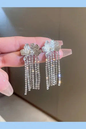 Bellofox Silver-Plated Artificial Stones Drop Earrings