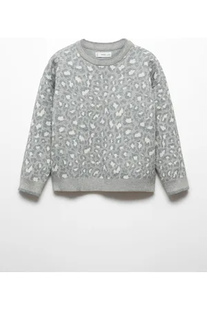 MANGO Girls Leopard Printed Round-Neck Pullover