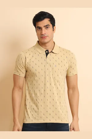berry blues Geometric Printed Polo Collar Short Sleeves Cotton T-shirt