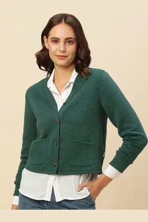 Chemistry Self Design V-Neck Crop Open Front Jacket