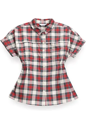 Ralph Lauren Girls Checked Shirt Collar Cotton Shirt Dress