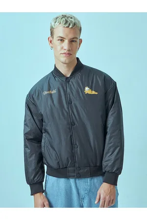 Bewakoof Black Garfield Printed Mock Collar Insulator Oversized Puffer Jacket