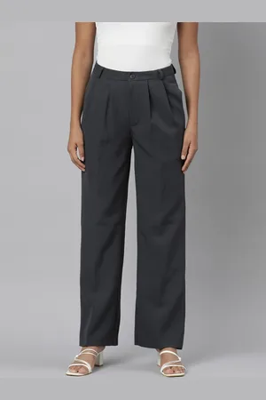 SHOWOFF Women Relaxed Straight Leg Straight Fit Wrinkle Free Cotton Parallel Trousers