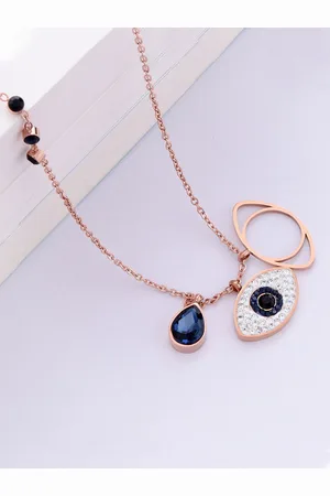 Designs & You Rose Gold-Plated AD-Studded Evil Eye Pendant With Chain