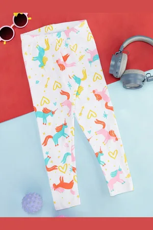 Pantaloons Girls Unicorn Printed Cotton Ankle-Length Leggings