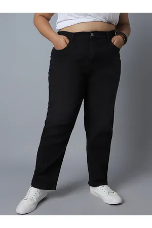 High Star Women Plus Size Straight Fit High-Rise Clean Look Stretchable Jeans