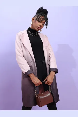 Campus Ombre-Dyed Suede Open-Front Longline Overcoat