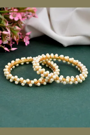 Shoshaa Set of 2 Gold-Plated Beaded Bangles