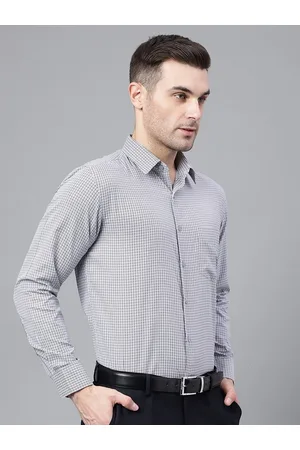 English Navy Checked Slim Fit Formal Shirt