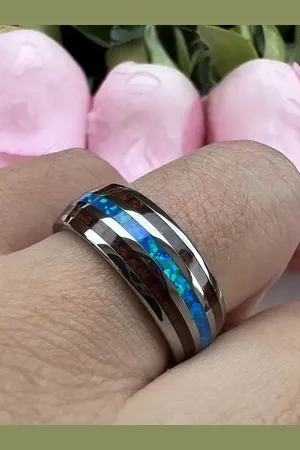 VÌEN Unisex Silver-Plated Stainless Steel Tungsten Finger Ring