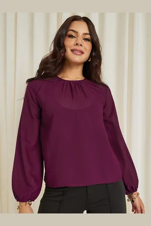 Styli Round Neck Puff Sleeves Top