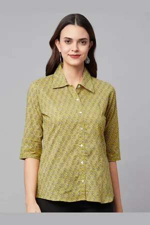 Kalini Comfort Floral Printed Spread Collar Three-Quarter Sleeves Cotton Casual Shirt