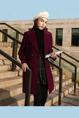 DressBerry Notched Lapel Knee Length Trench Coat