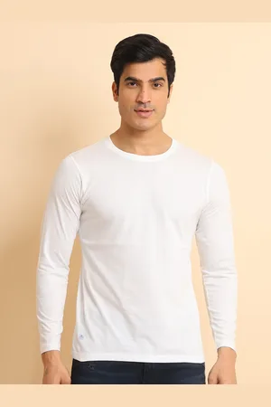 berry blues Round Neck Long Sleeves Cotton T-shirt