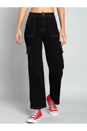 Nifty Women Relaxed Fit High-Rise Clean Look Stretchable Cargo Jeans