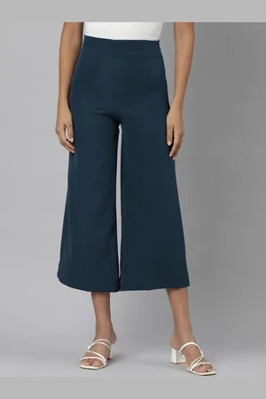 SHOWOFF Women Relaxed Straight Leg Flared Wrinkle Free Cotton Culottes Trousers
