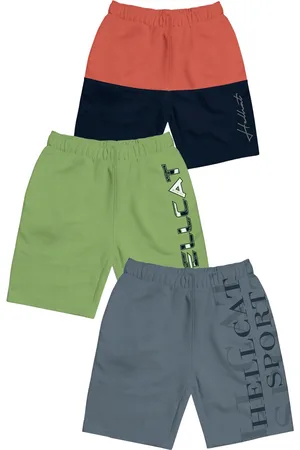 HELLCAT Girls Pack Of 3 Typography Printed Mid Rise Cotton Shorts