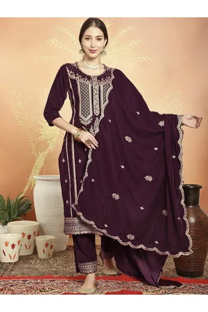 Stylee Lifestyle Ethnic Motifs Embroidered Sequinned Velvet Unstitched Dress Material