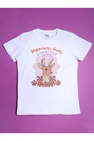 HOOP Girls Graphic Printed Cotton T-shirt