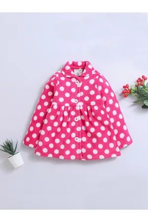 Nino Bambino Girls Pink Polka Print Woolen Tailored Jacket